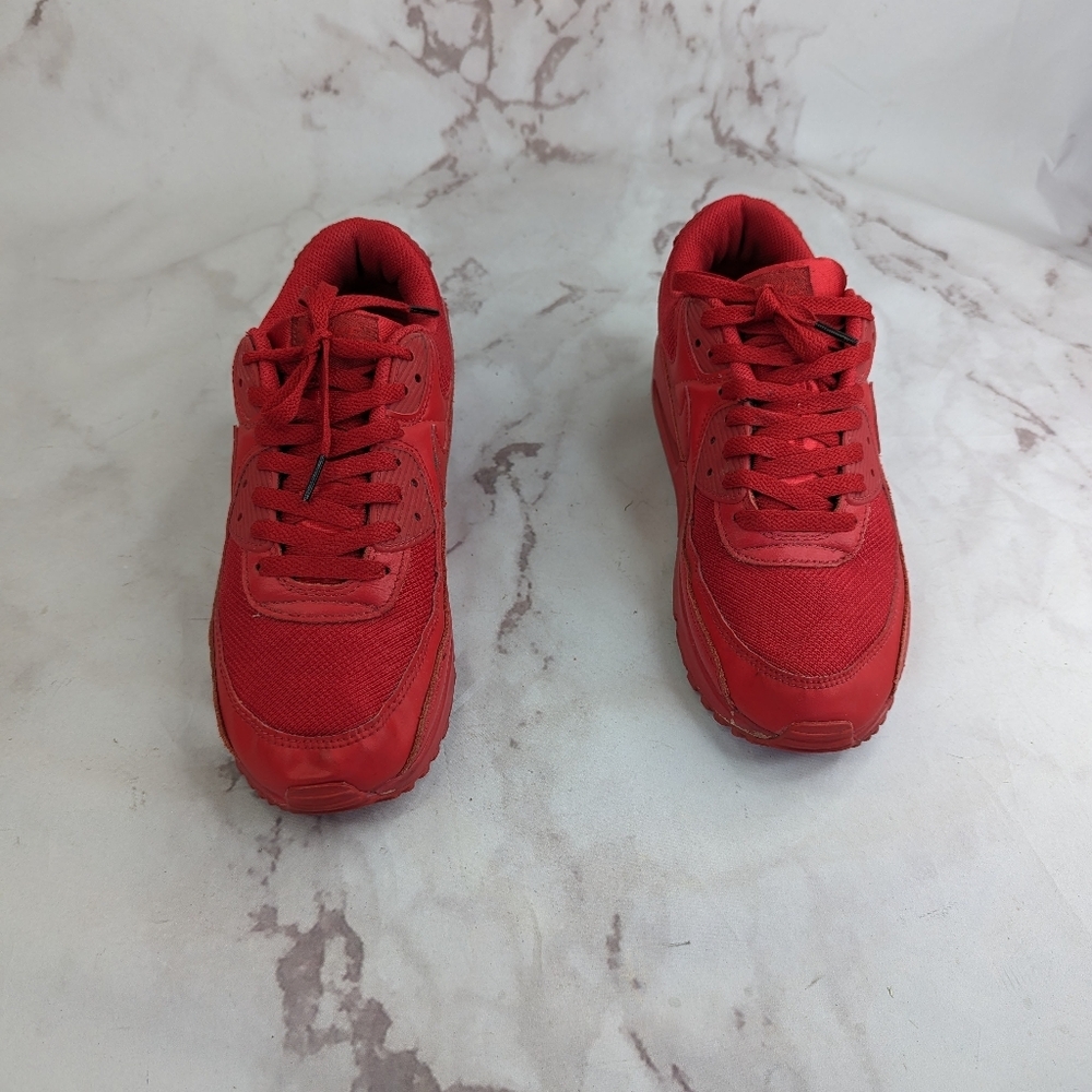 Nike Air Max 90 Triple Red Mens Size 9 CZ7918-600 Shoes Sneakers Lace Up EUC - Picture 3 of 9